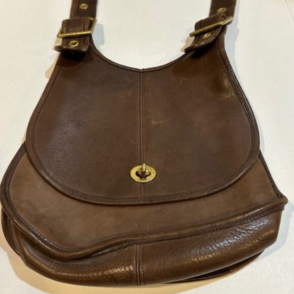 Vintage Coach Crescent Saddle Bag with Brass Hardware - Picture 2 of 10